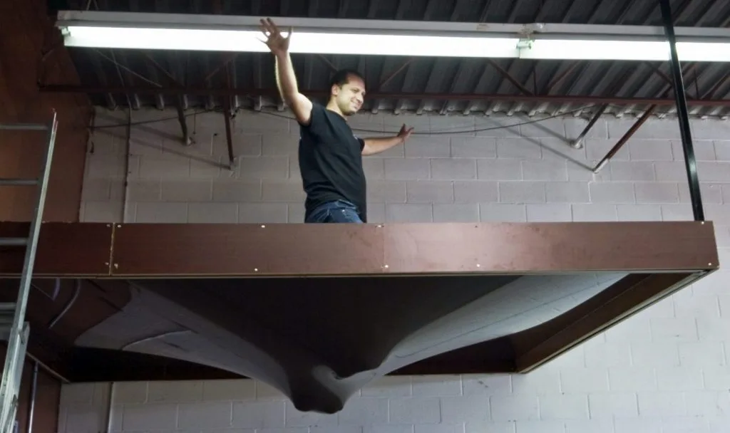 laqfoil team testing the stretch ceiling