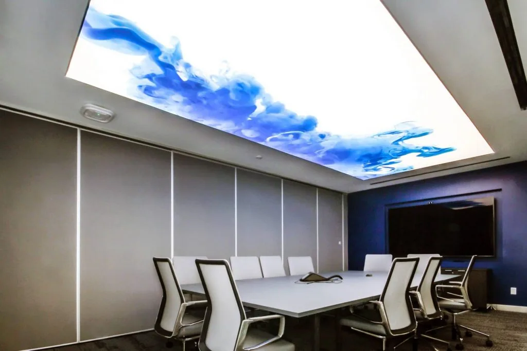 office with custom Printed stretch ceilings