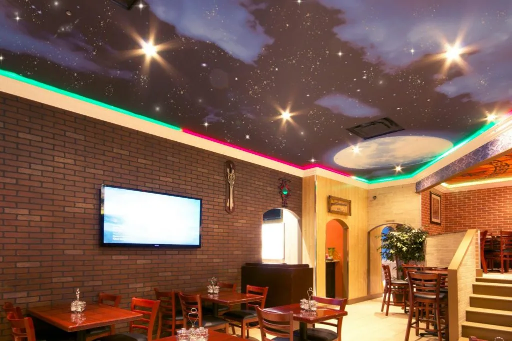 starry sky stretch ceiling in restaurant