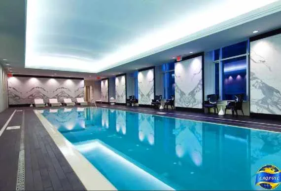 back lit reflective stretch ceiling and printed wall murals in amazing pool by laqfoil