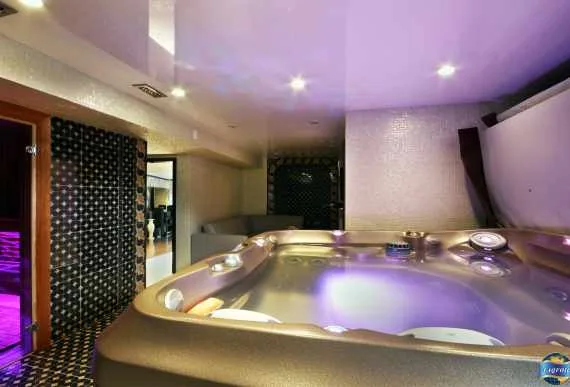 Glossy Stretch Ceiling in Luxury Hot Tub Room