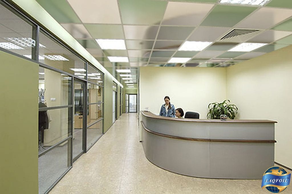 luxury reception area with gloss stretch ceiling