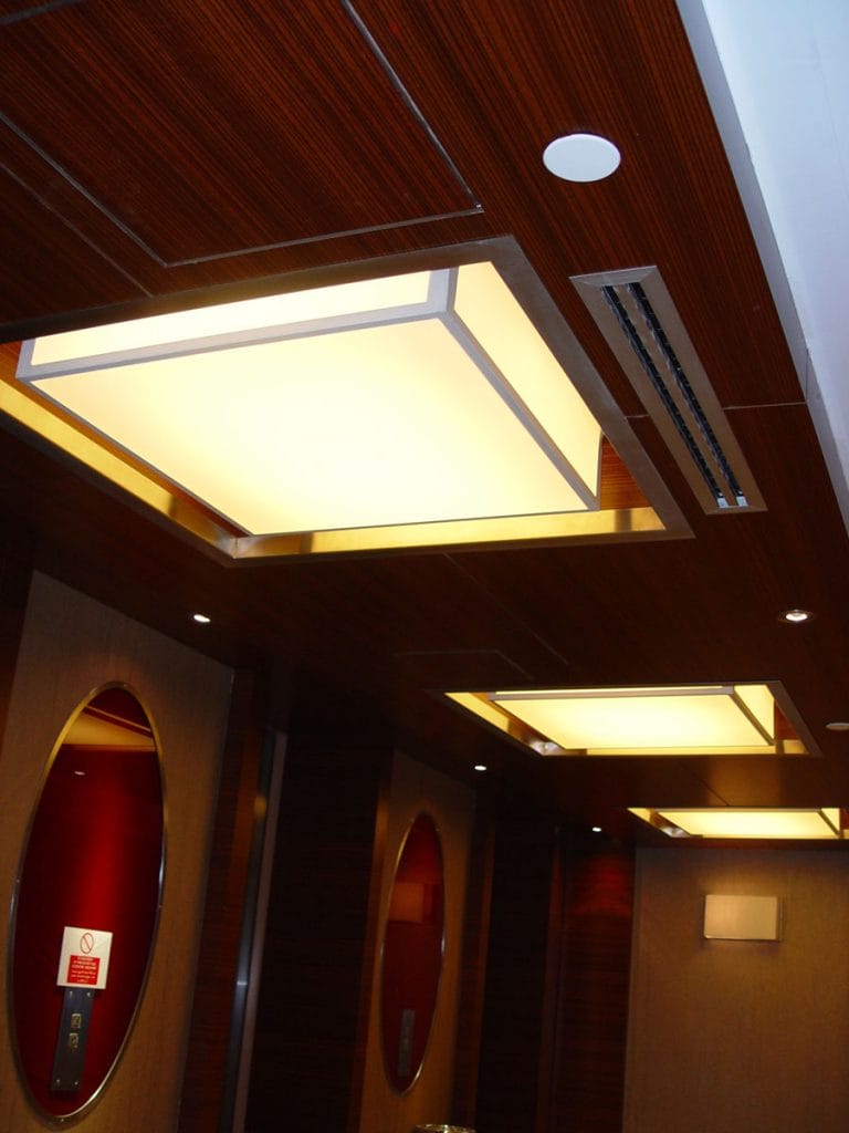 BH Architects multilevel backlit ceiling