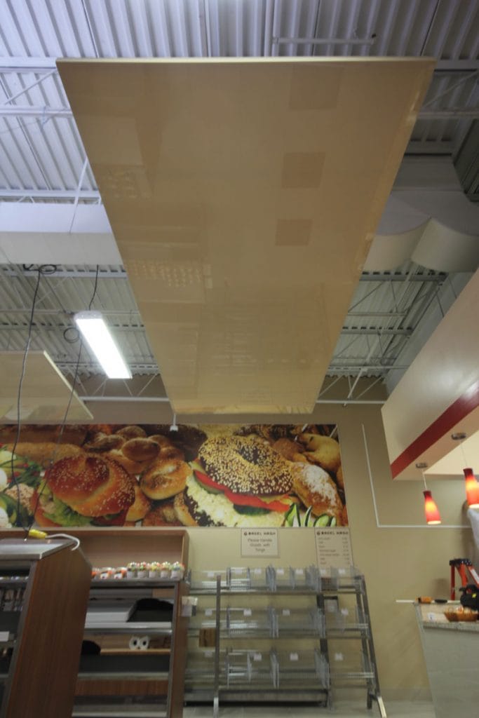 custom beige multi level reflective stretch ceiling