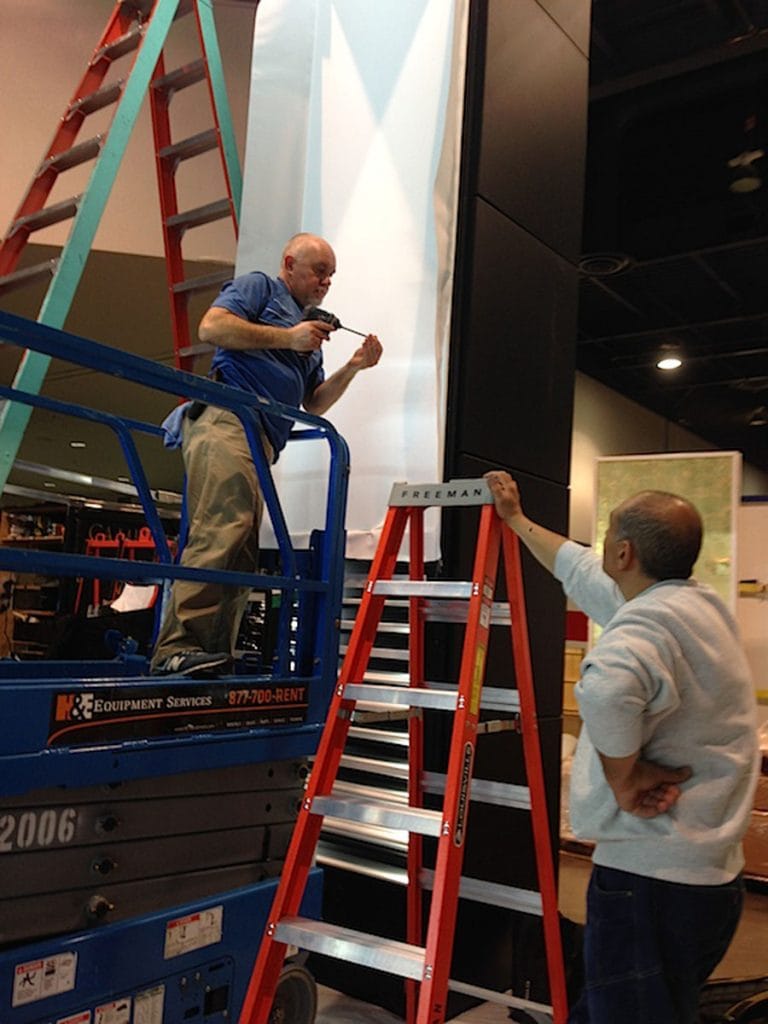 Cambria Exhibitions bot stretch ceiling and wall installation