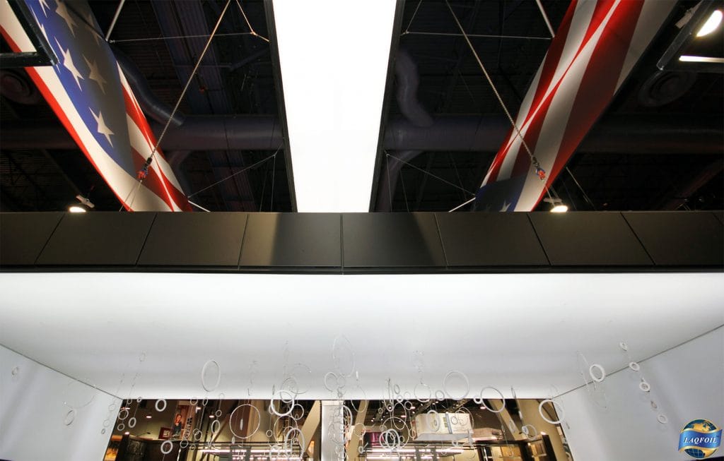 Cambria multilevel backlit and reflective ceiling