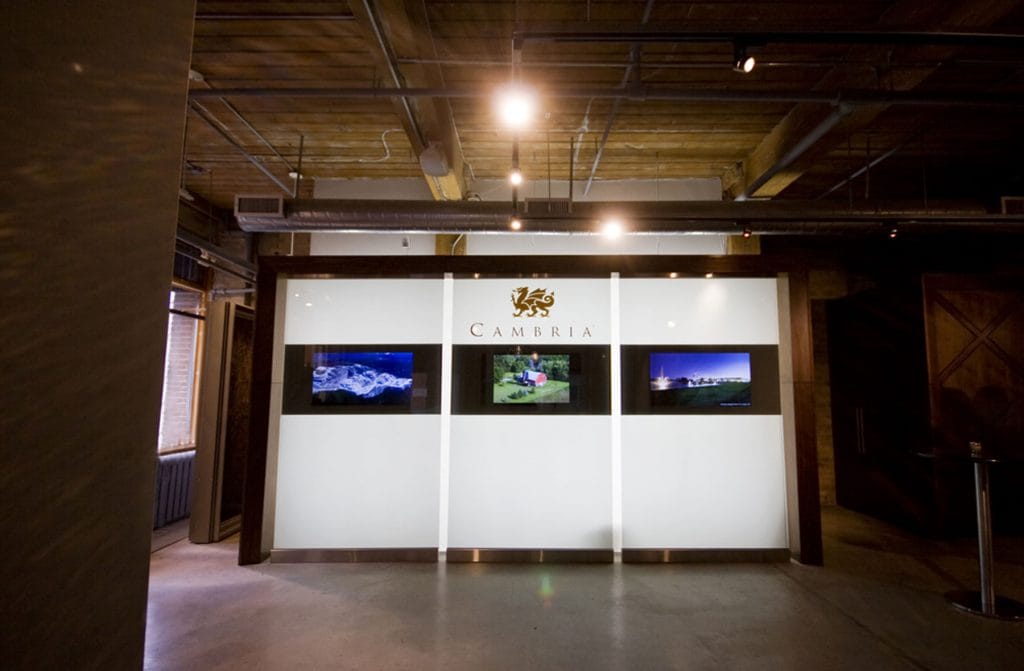 Cambria back lit custom wall cover by laqfoil Vancouver