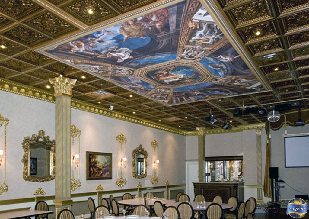 Elite Banquet Hall custom multilevel printed ceiling