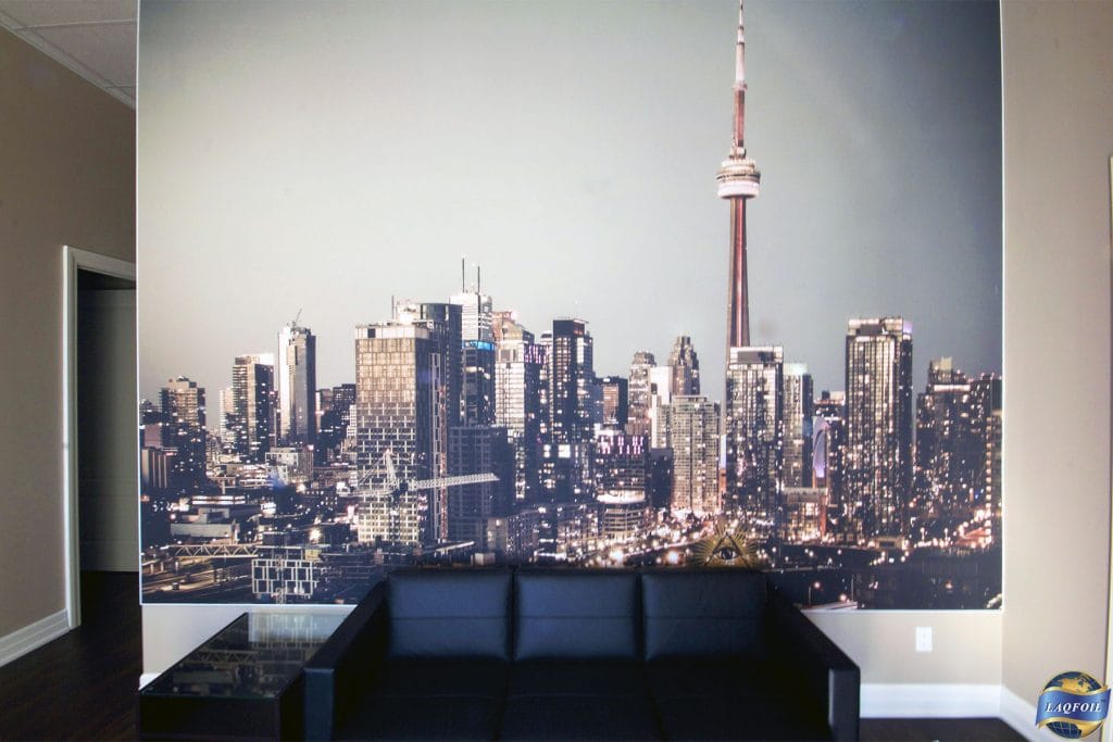 custom wall mural in luxury waiting room