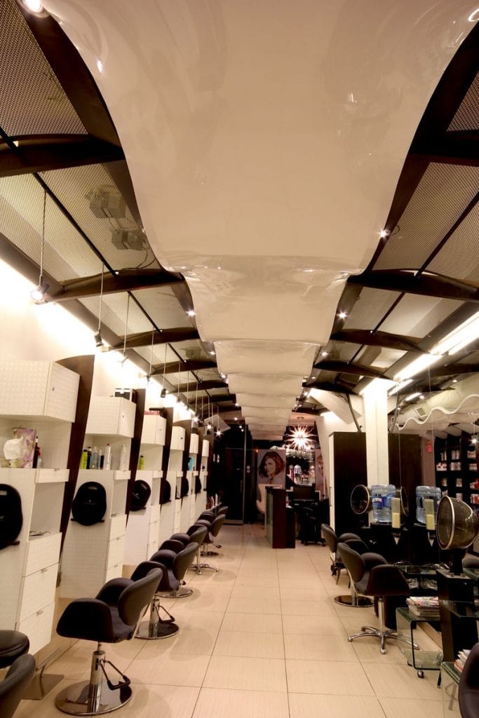 multilevel reflective stretch ceiling wave shape