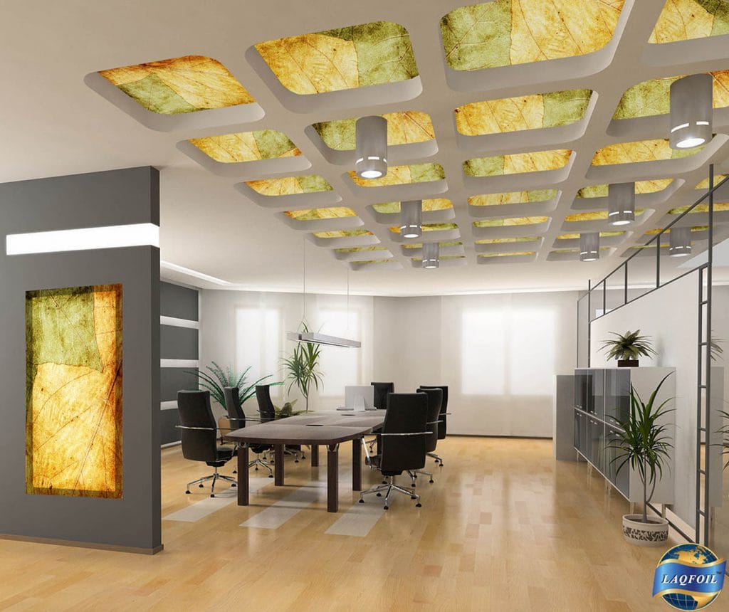 custom wall cover and multilevel printed ceiling