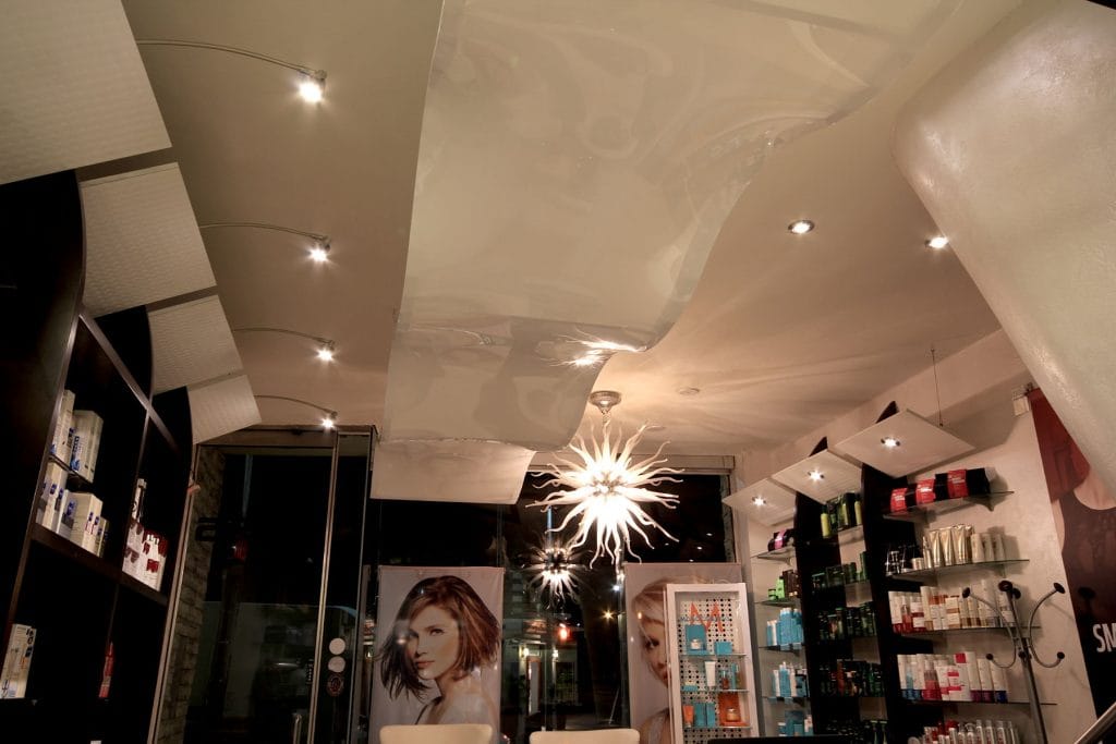 beige reflective stretch ceiling made by laqfoil team